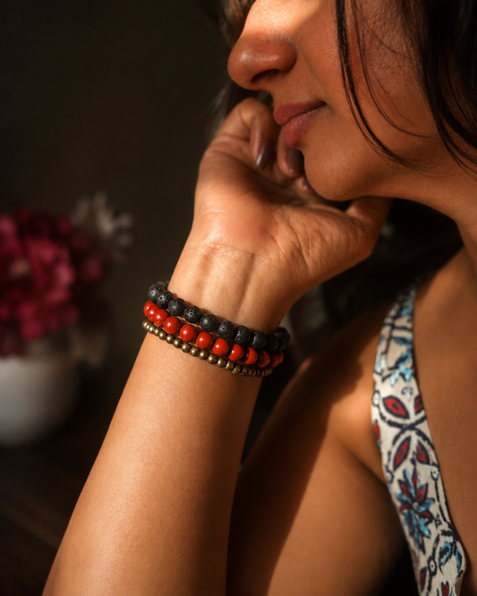 Ember Bracelet Stack with free Selenite Tumble