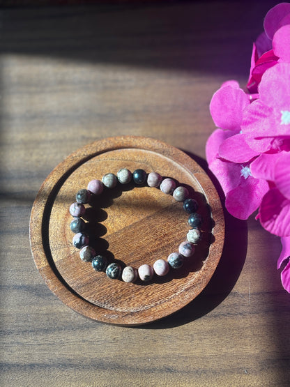 Rhodonite Bracelet with free Selenite Tumble