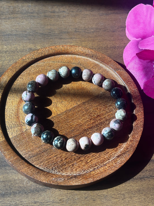 Rhodonite Bracelet with free Selenite Tumble
