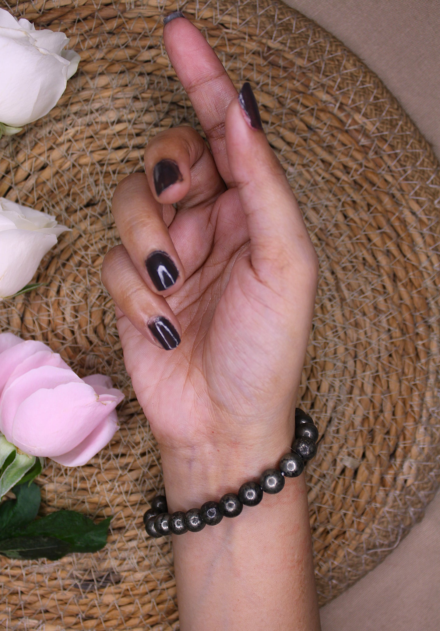 Raw Pyrite Bracelet with free Selenite Tumble