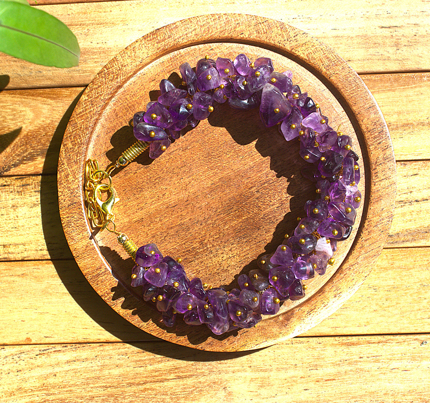 Women's Amethyst Chips Bracelet with Free Selenite Tumble