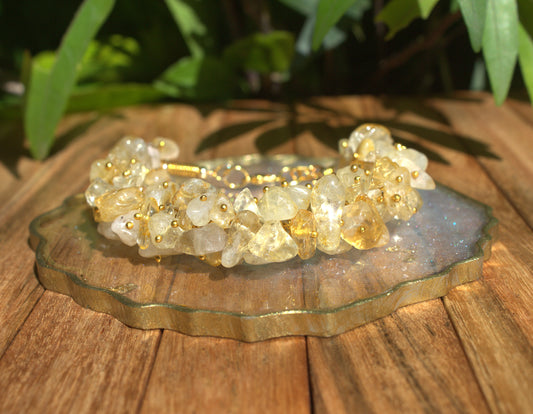 Women's Citrine Chips Bracelet with Free Selenite Tumble