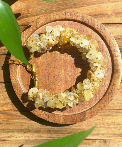 Women's Citrine Chips Bracelet with Free Selenite Tumble