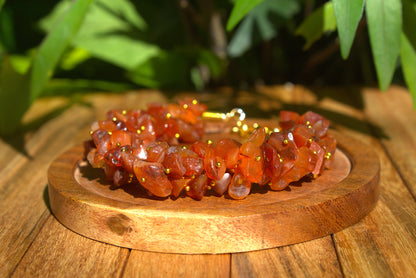 Women's Carnelian Chips Bracelet with Free Selenite Tumble