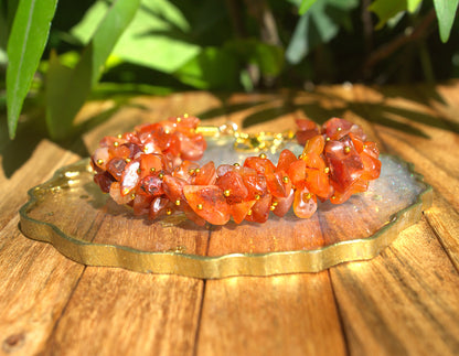 Women's Carnelian Chips Bracelet with Free Selenite Tumble