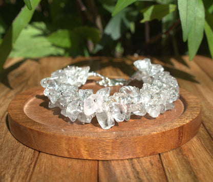 Women's Clear Quarts Chips bracelet with Selenite Tumble