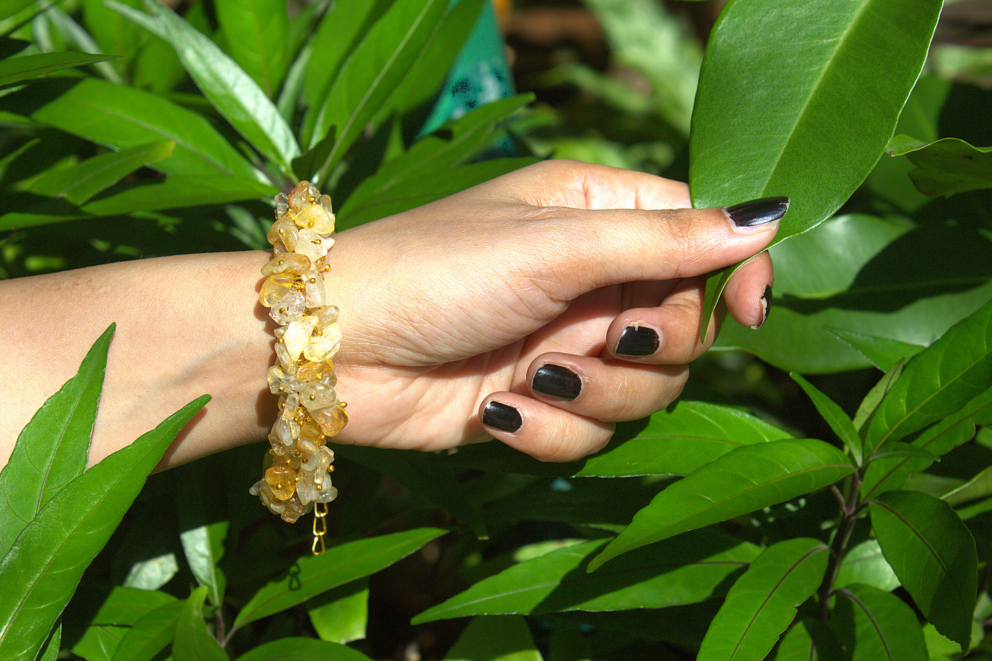 Women's Citrine Chips Bracelet with Free Selenite Tumble