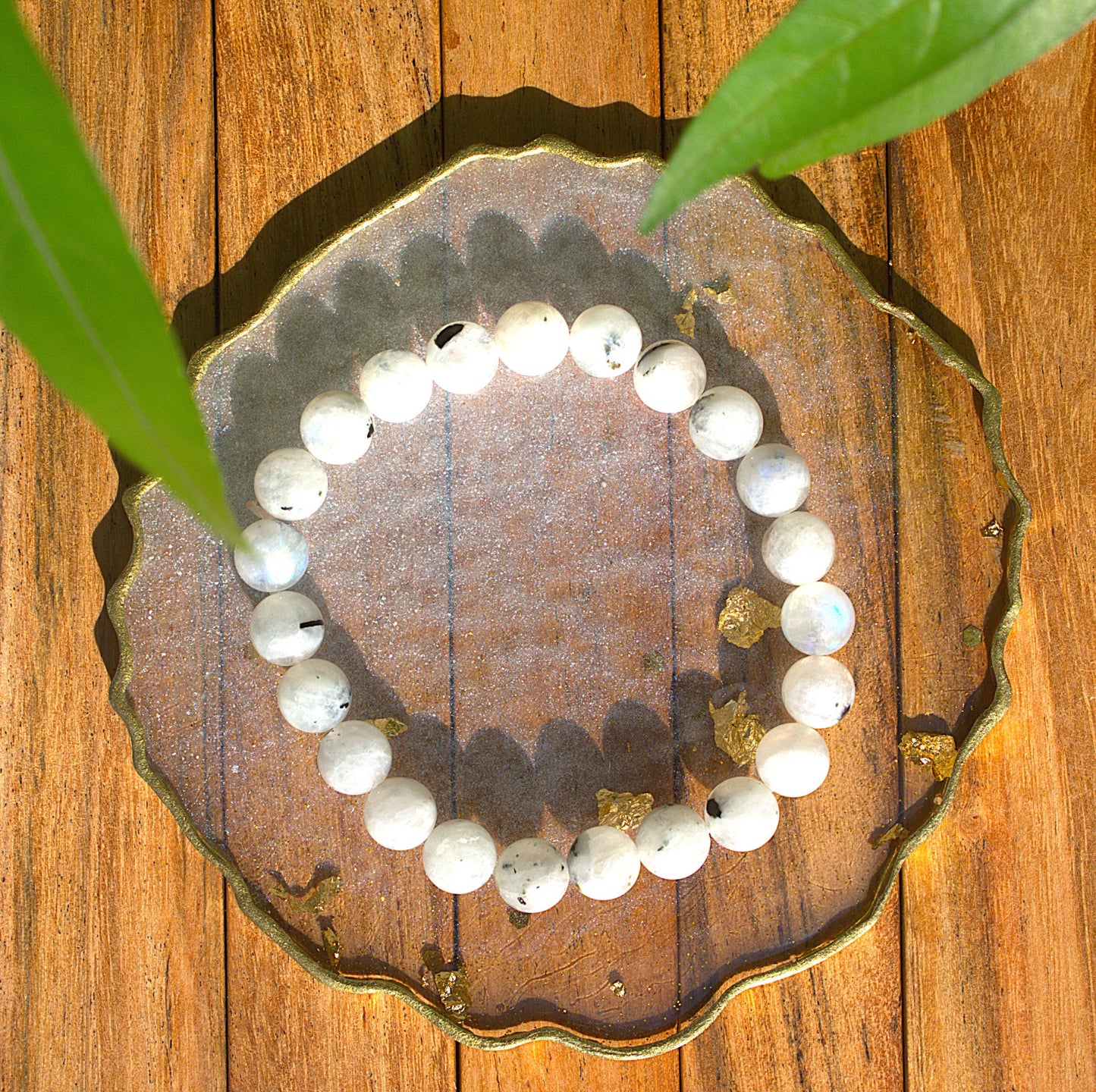 Moon Stone Bracelet with free Selenite Tumble
