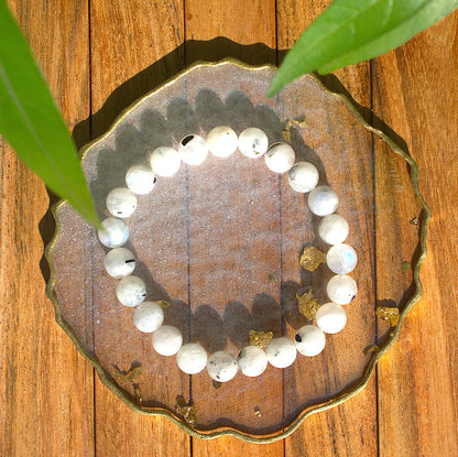 Moon Stone Bracelet with free Selenite Tumble