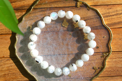 Moon Stone Bracelet with free Selenite Tumble