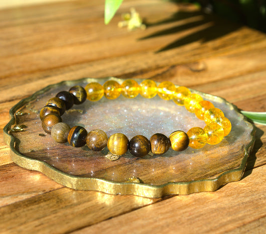 Tiger's Eye + Citrine - The Ultimate Success Bracelet with Selenite Tumble