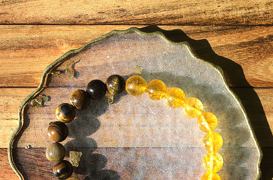 Tiger's Eye + Citrine - The Ultimate Success Bracelet with Selenite Tumble