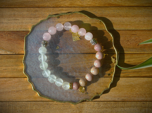 Selenite + Rose Quarts + Strawberry -Heart Healing & Aura Cleansing Bracelet