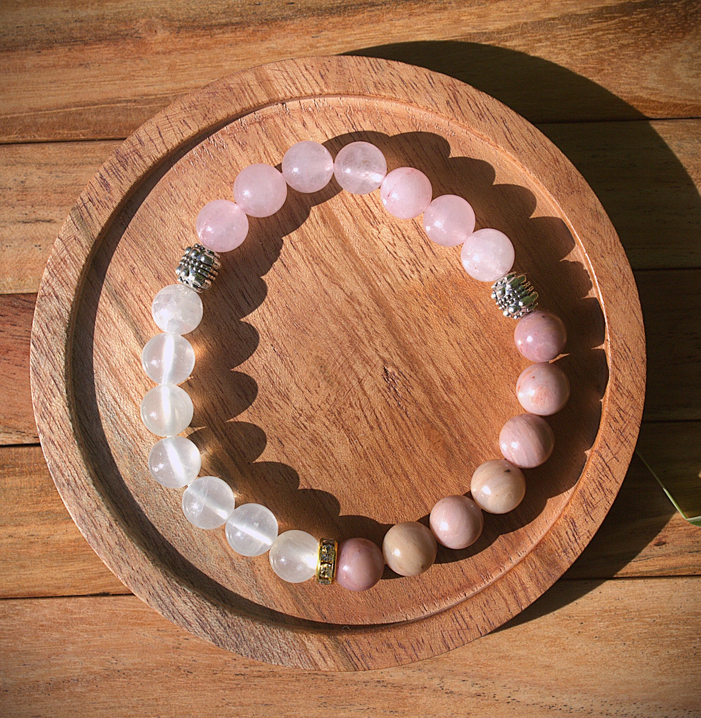 Selenite + Rose Quarts + Strawberry -Heart Healing & Aura Cleansing Bracelet