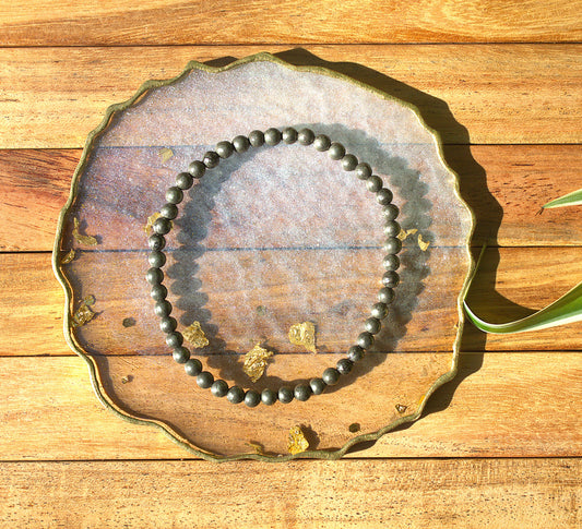 Raw Pyrite Bracelet with free Selenite Tumble