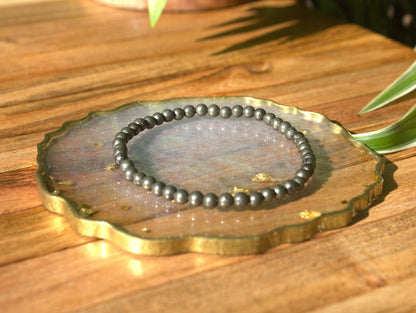 Raw Pyrite Bracelet with free Selenite Tumble