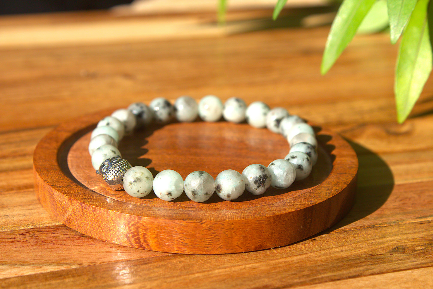 Kiwi Jasper Bracelet with Free Selenite Tumble