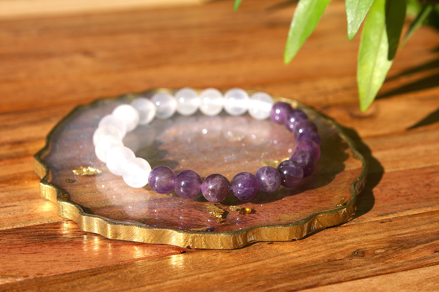 Selenite + Amethyst - Serenity Bracelet