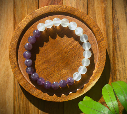 Selenite + Amethyst - Serenity Bracelet