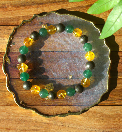 Green Aventurine + Pyrite + Citrine - The Powerhouse Wealth Bracelet