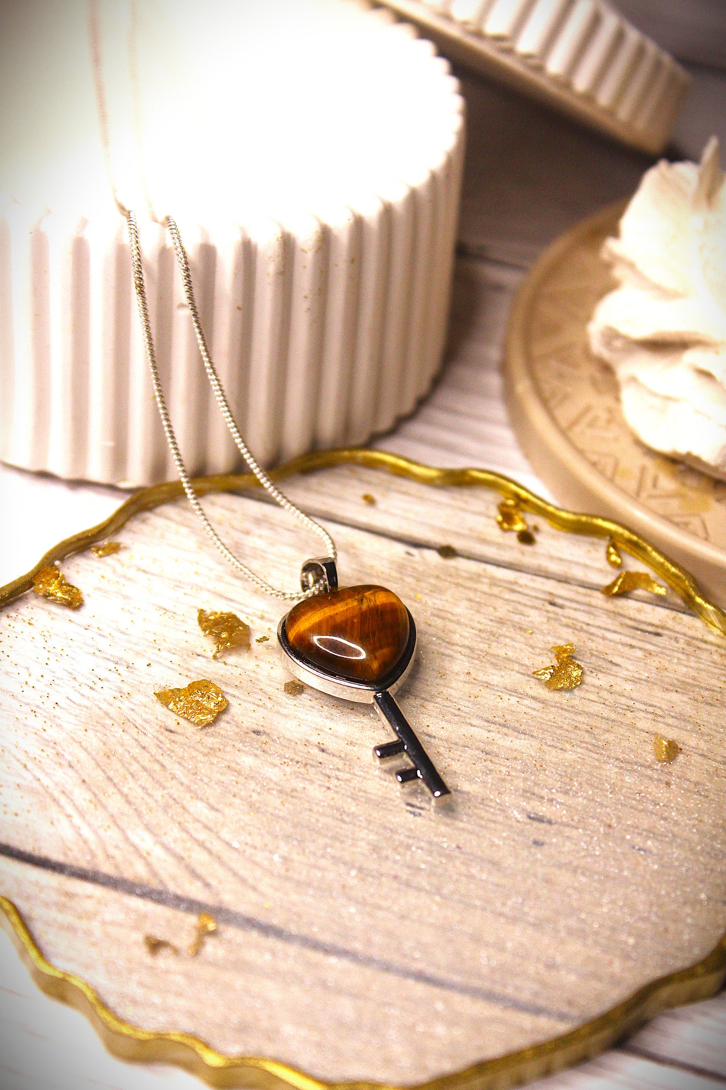 Tiger's Eye Lock & Key Pendant