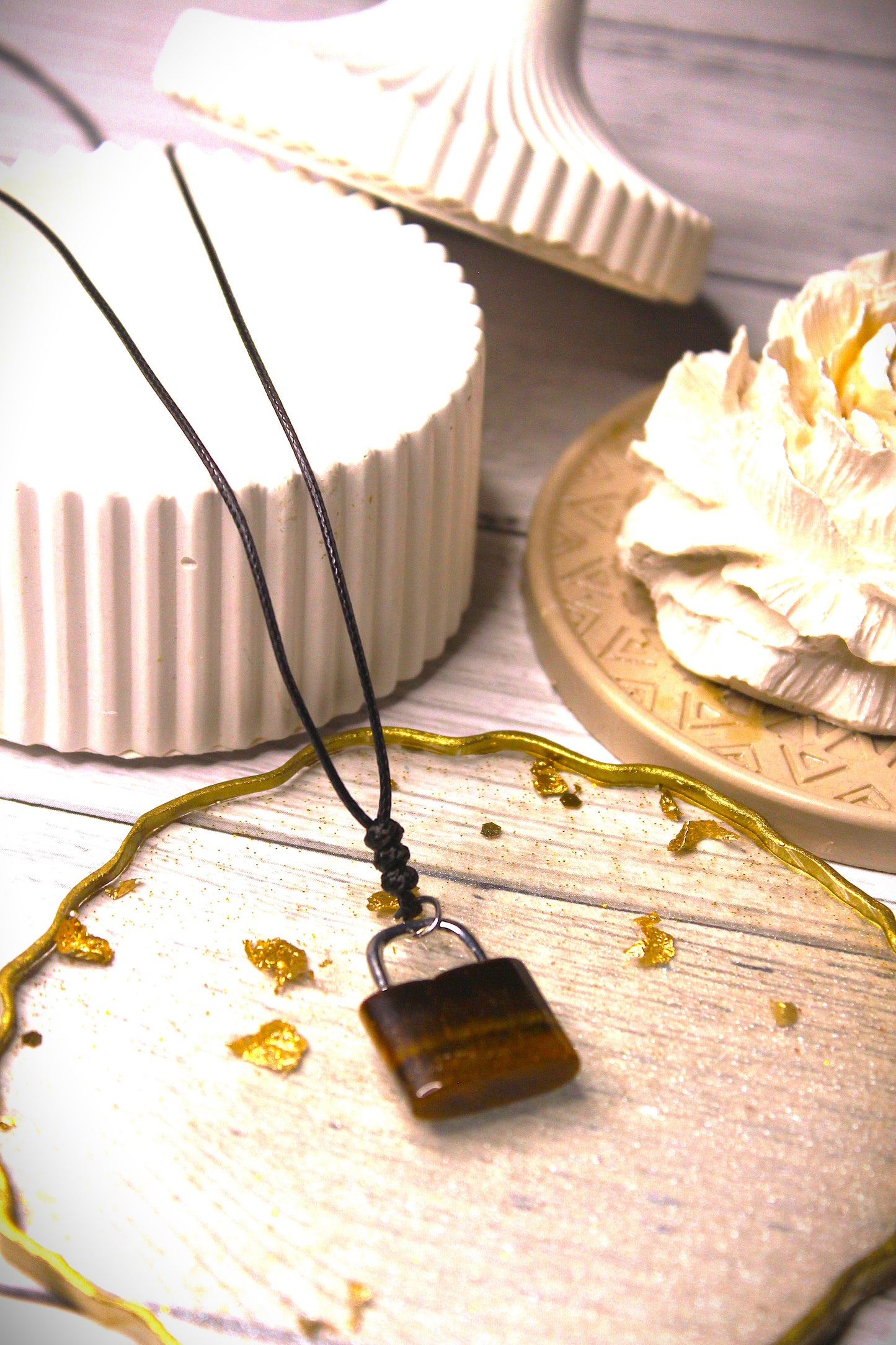 Tiger's Eye Lock & Key Pendant