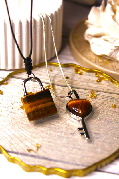 Tiger's Eye Lock & Key Pendant