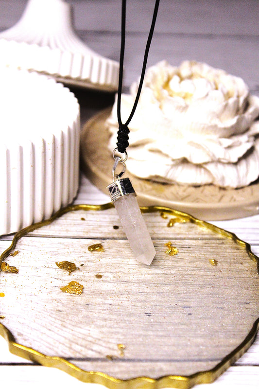 Crystal Point Pendant with Free Selenite Tumble