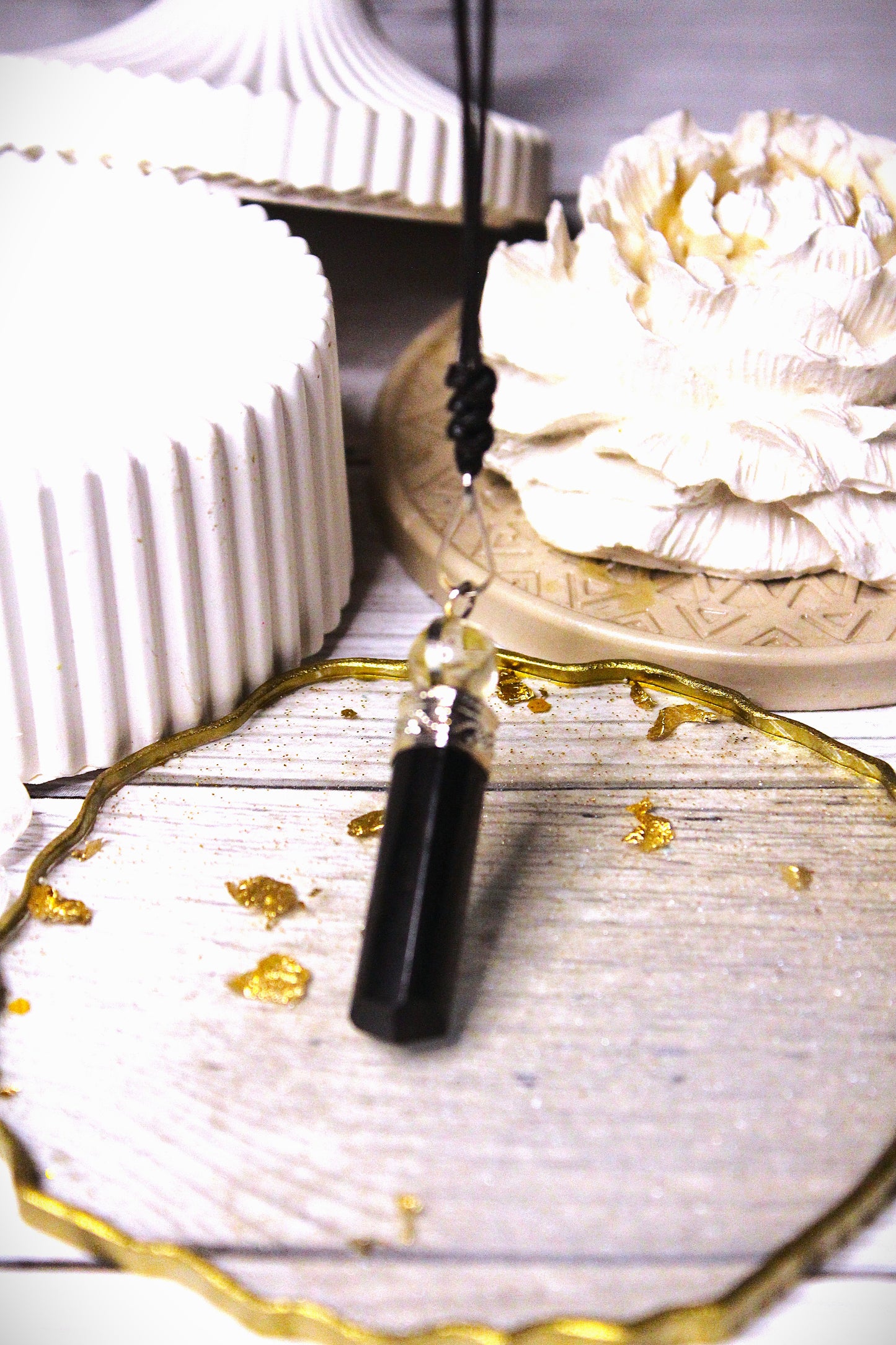 Black Tourmaline 2 pcs Pendant with Free Selenite Tumble