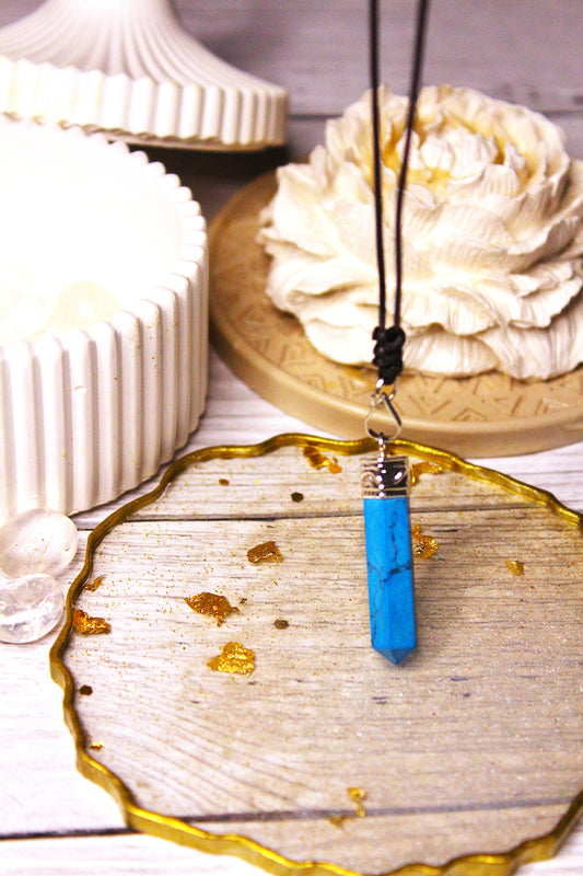 Turquoise Point Pendant with Free Selenite Tumble