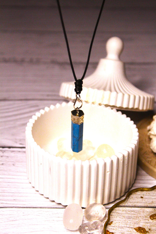 Turquoise Point Pendant with Free Selenite Tumble