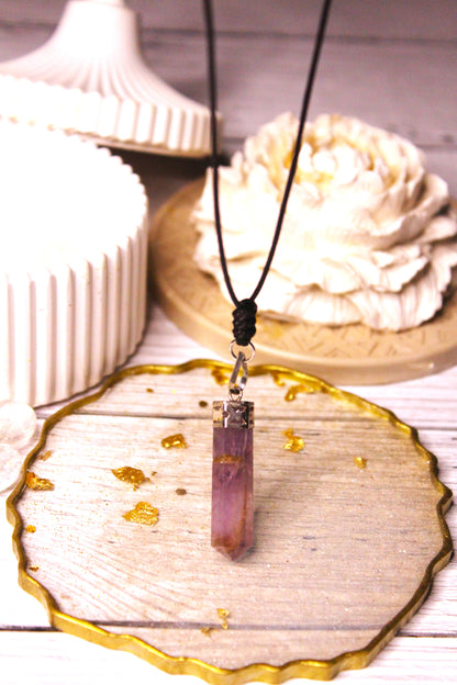 Amethyst Point Pendant with Free Selenite Tumble