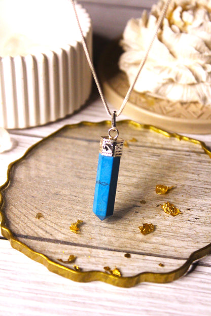 Turquoise Point Pendant with Free Selenite Tumble