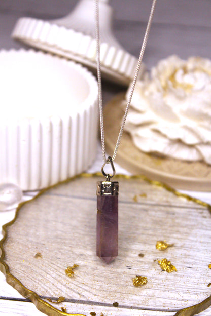 Amethyst Point Pendant with Free Selenite Tumble