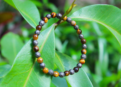 Tiger Eye + Pyrite  - The Empower Bracelet with Free Selenite Tumble
