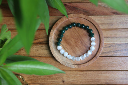 Selenite + Green Aventurine - Fortune Bracelet