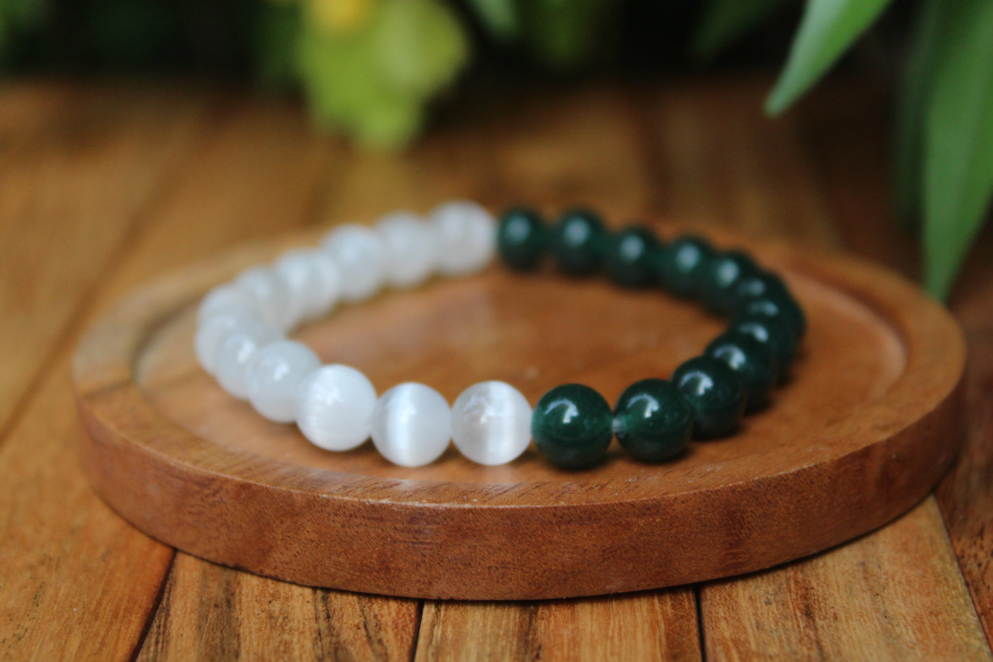 Selenite + Green Aventurine - Fortune Bracelet