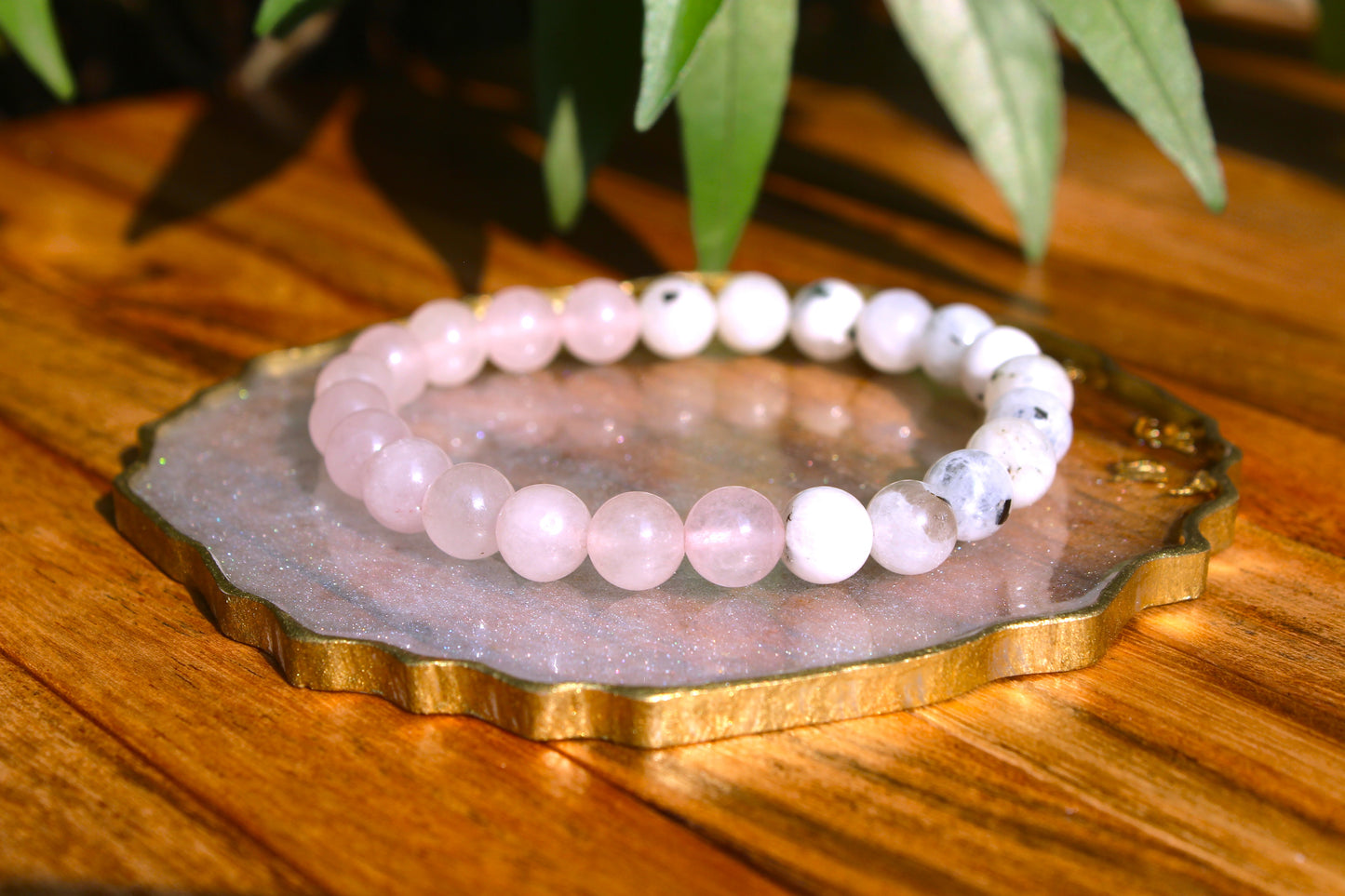 Rainbow + Rose Quarts - Love & Feminine Energy Bracelet