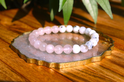 Rainbow + Rose Quarts - Love & Feminine Energy Bracelet