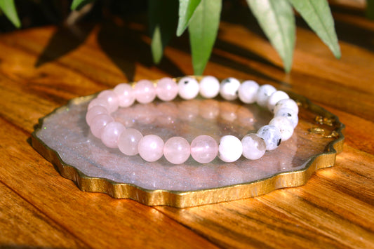 Rainbow + Rose Quarts - Love & Feminine Energy Bracelet