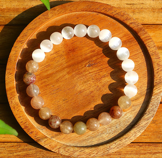 Selenite + Sunstone - The High Vibe Confidence Bracelet