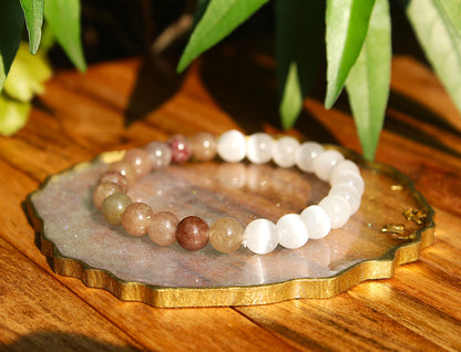 Selenite + Sunstone - The High Vibe Confidence Bracelet