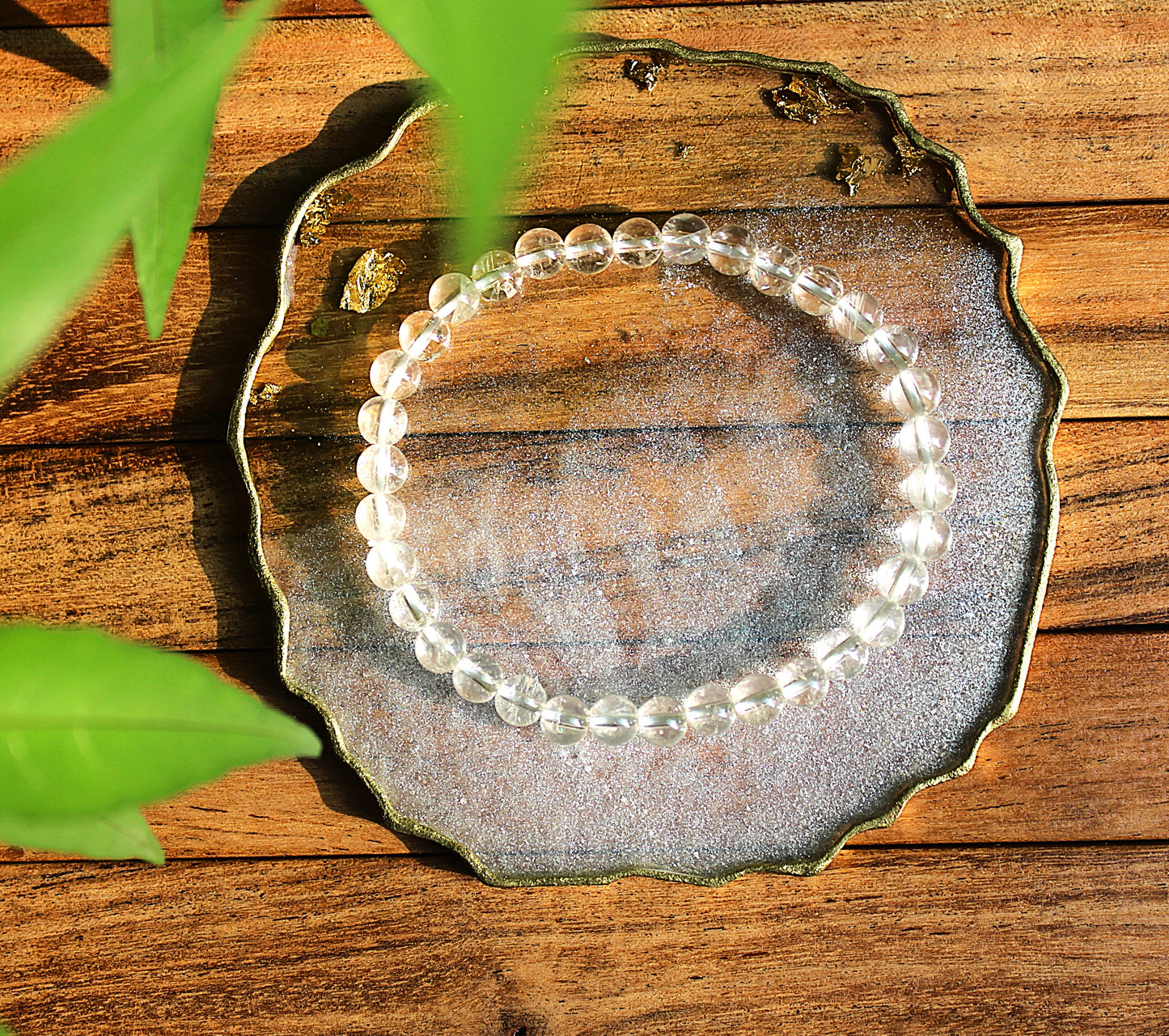 Clear Quarts Bracelet with Free Selenite Tumble