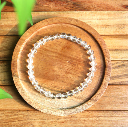 Clear Quarts Bracelet with Free Selenite Tumble