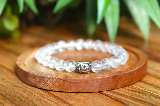 Clear Quartz Bracelet with Free Selenite Tumble