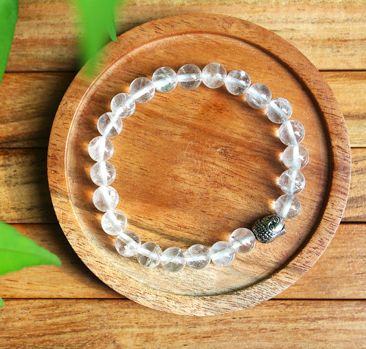 Clear Quartz Bracelet with Free Selenite Tumble