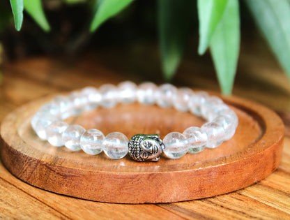 Clear Quartz Bracelet with Free Selenite Tumble