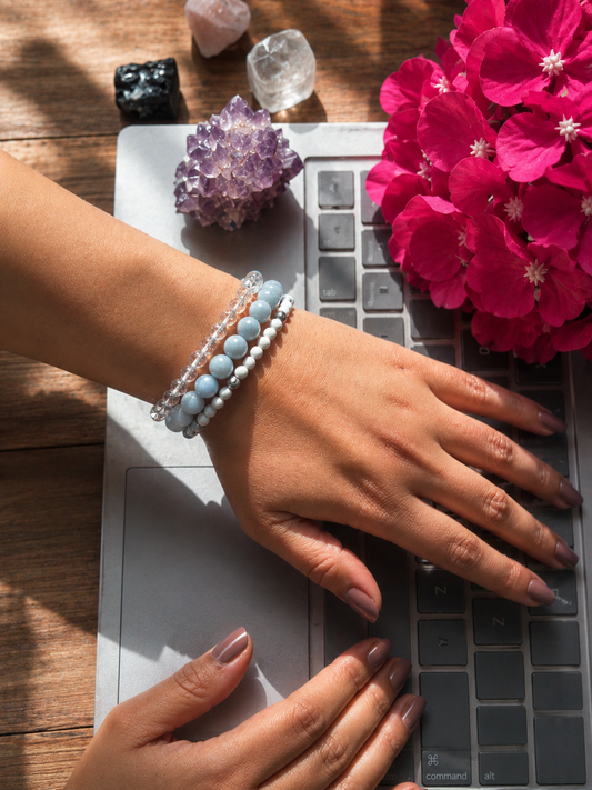 Lunara Bracelet Stack with Free Selenite Tumble