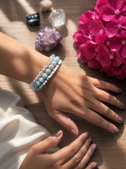 Lunara Bracelet Stack with Free Selenite Tumble