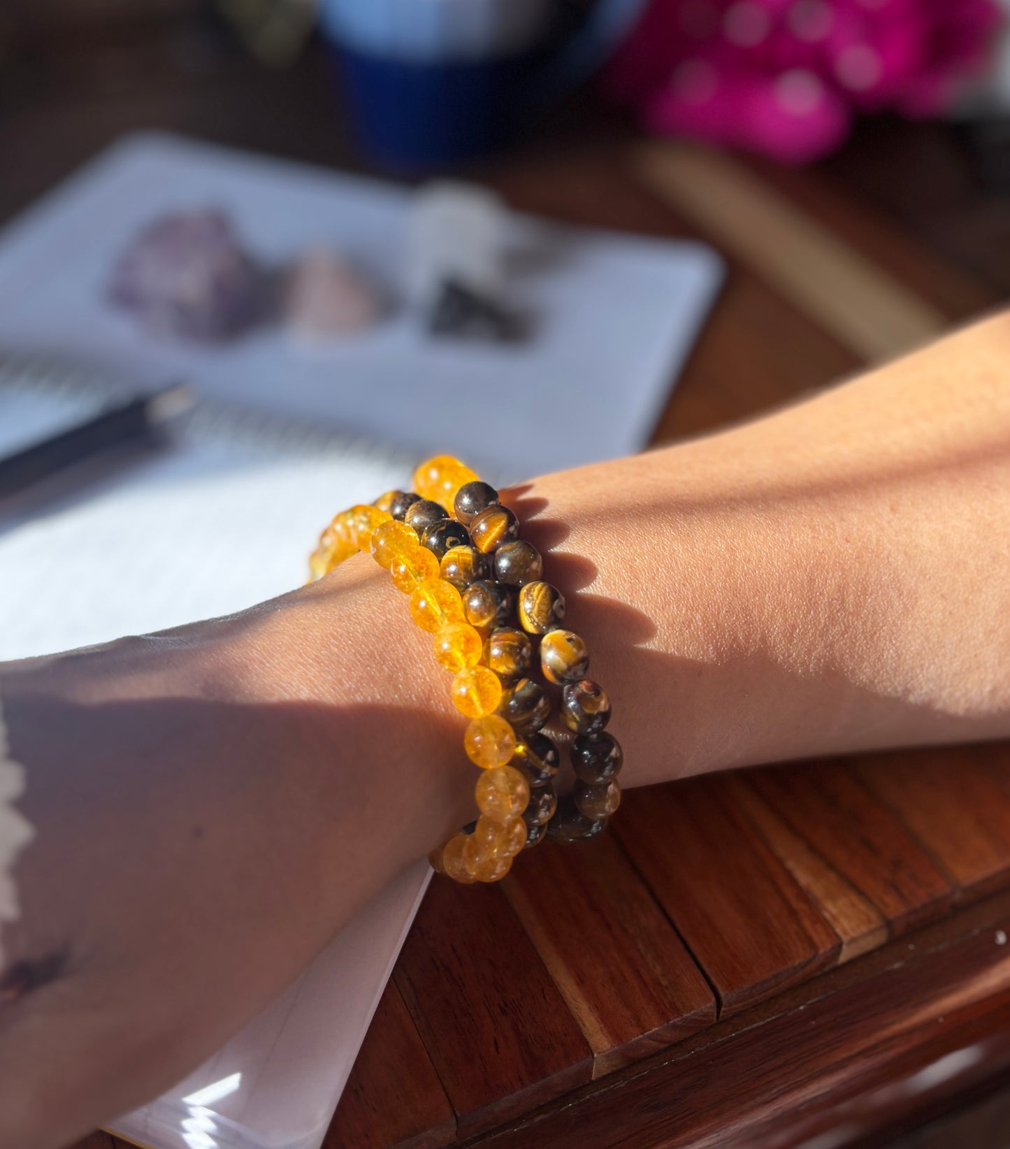 Solara Bracelet Stack with free Selenite Tumble
